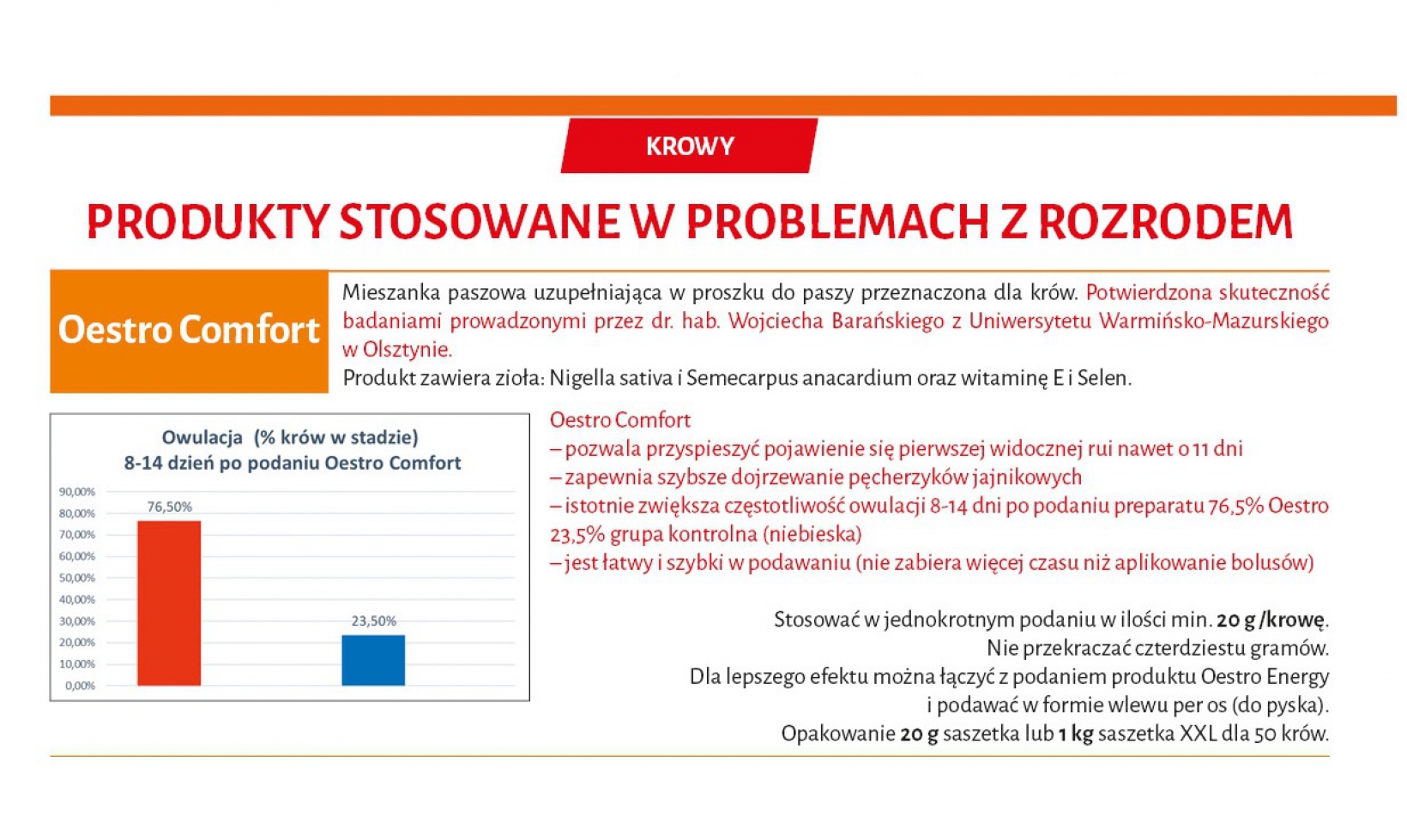 Oestro comfort krowy UWM 2018